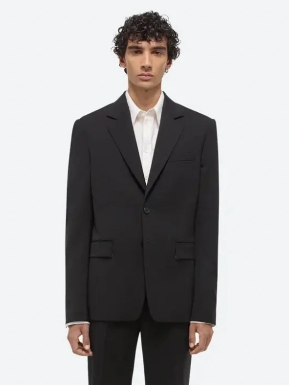 HELMUT LANG Men's Black Blazer with White Lining -  Virgin Wool size 40